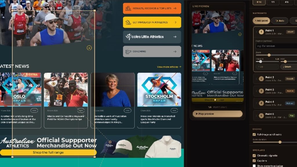 Website Screenshot with Waypoint Controls